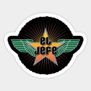 El Jefe Winged Star Green and Yellow Sticker